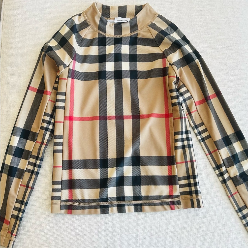 Burberry Kids Beige Oversized Check and Vintage Check  Rash-guard (10Y)